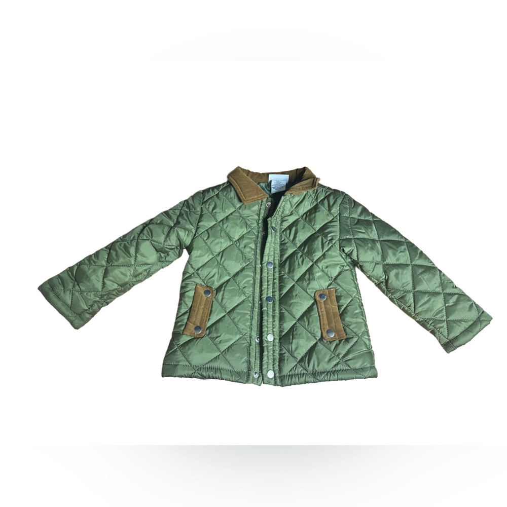 Tommy Bahama 24M EUC Quilted Green Jacket with Brown Accents and silver snaps